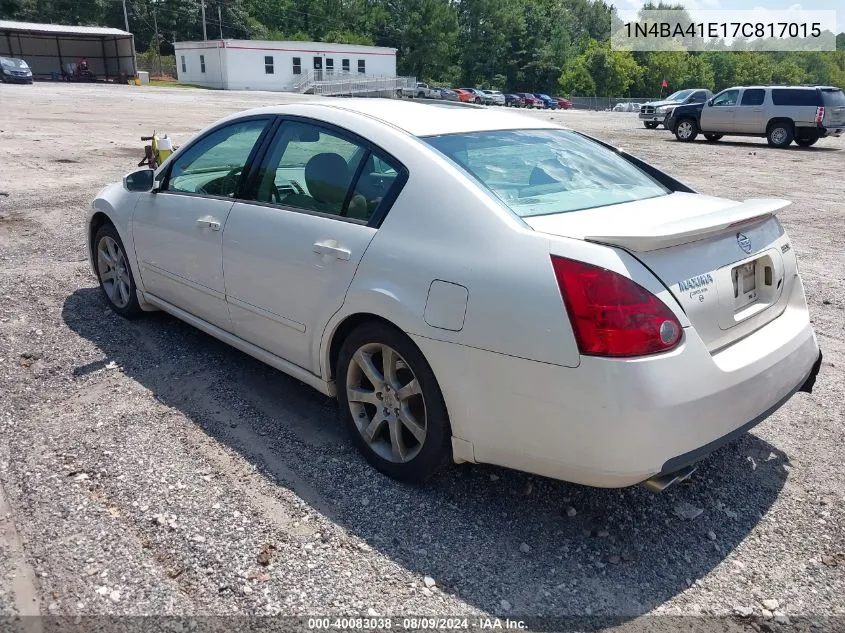 2007 Nissan Maxima 3.5 Se VIN: 1N4BA41E17C817015 Lot: 40083038