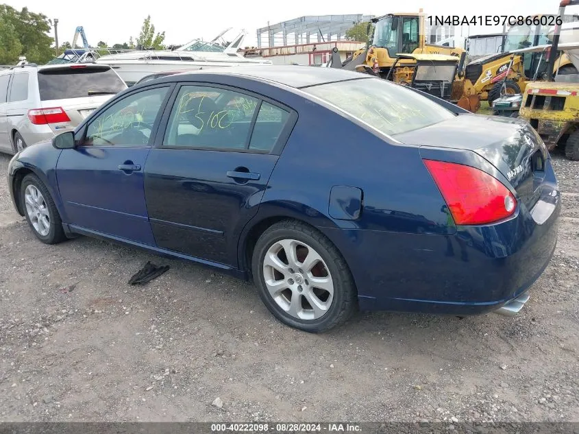 2007 Nissan Maxima 3.5 Sl VIN: 1N4BA41E97C866026 Lot: 40222098