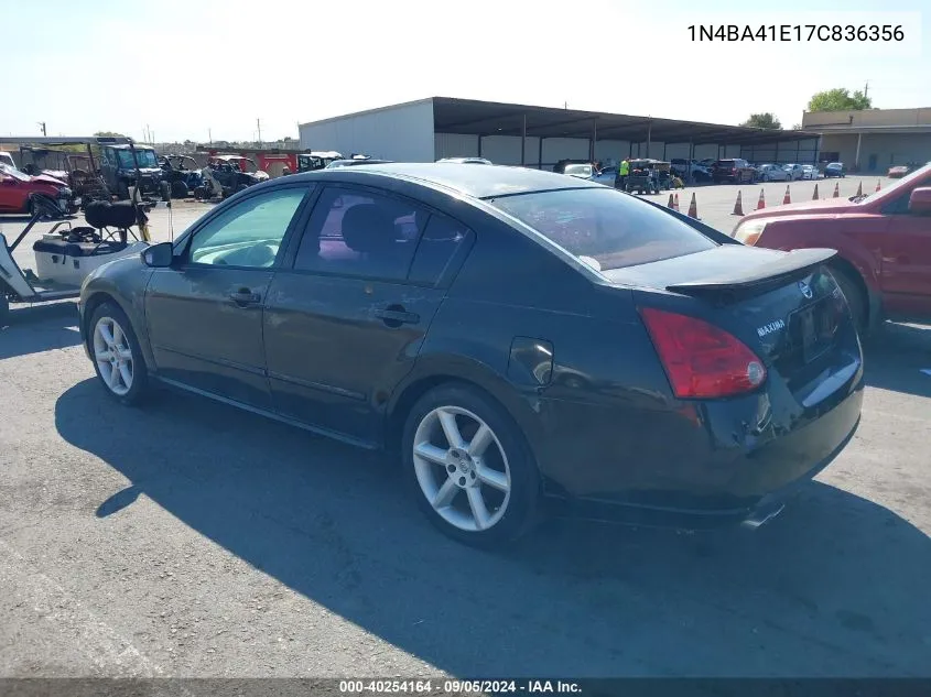 2007 Nissan Maxima 3.5 Se VIN: 1N4BA41E17C836356 Lot: 40254164