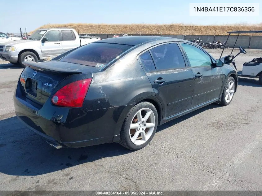 2007 Nissan Maxima 3.5 Se VIN: 1N4BA41E17C836356 Lot: 40254164