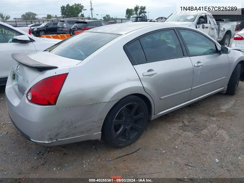 2007 Nissan Maxima 3.5 Se VIN: 1N4BA41E67C826289 Lot: 40255361