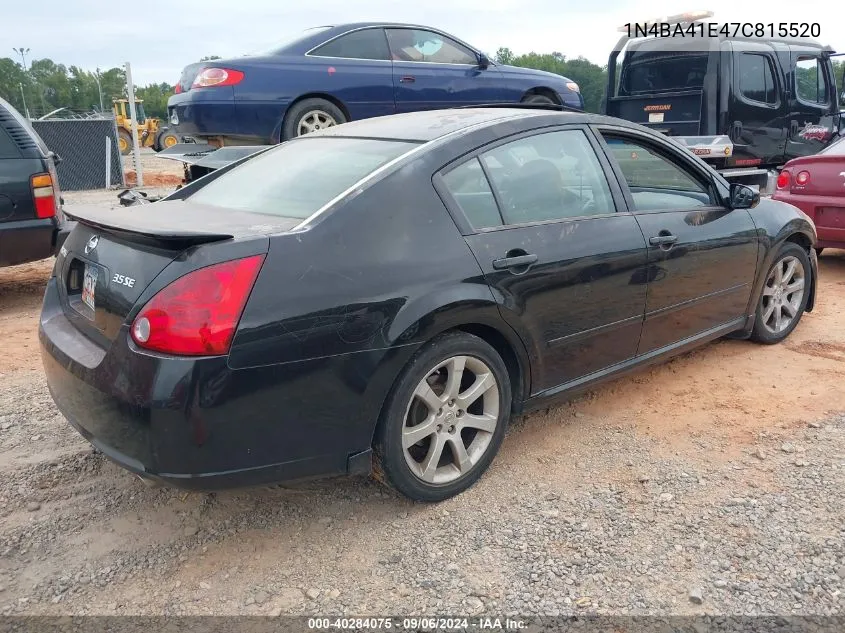 2007 Nissan Maxima 3.5 Se VIN: 1N4BA41E47C815520 Lot: 40284075