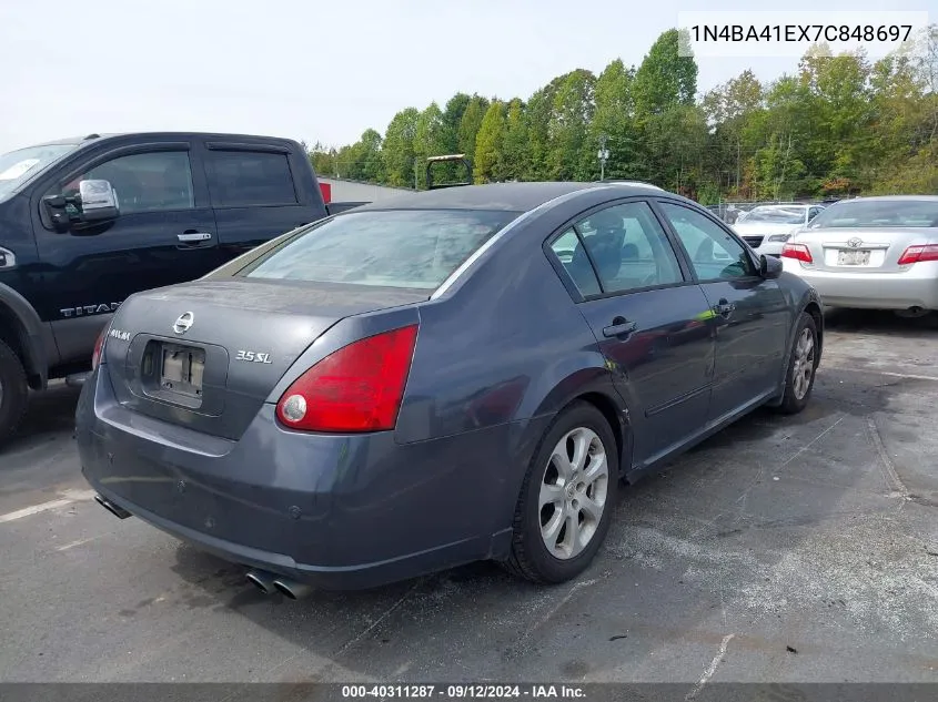 2007 Nissan Maxima 3.5 Sl VIN: 1N4BA41EX7C848697 Lot: 40311287