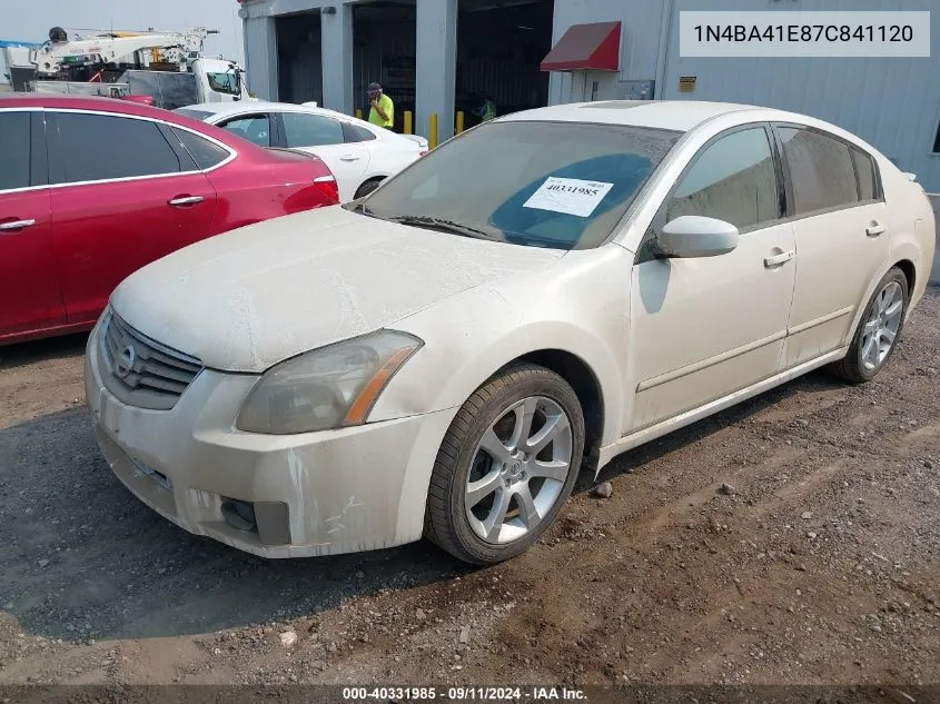 2007 Nissan Maxima 3.5 Se VIN: 1N4BA41E87C841120 Lot: 40331985