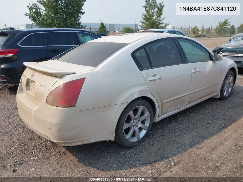 1N4BA41E87C841120 2007 Nissan Maxima 3.5 Se