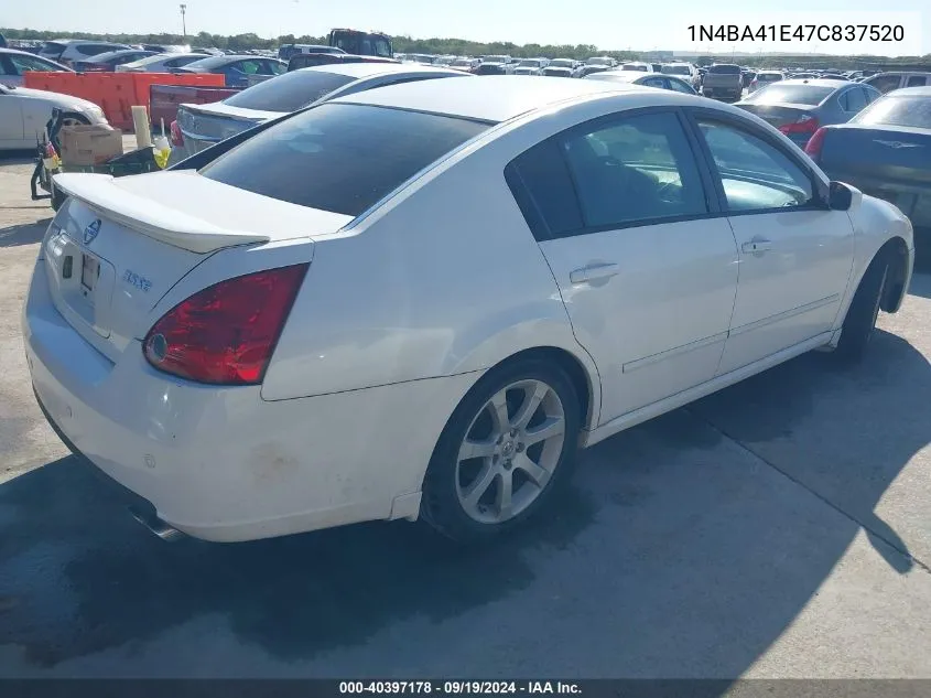 2007 Nissan Maxima 3.5 Se VIN: 1N4BA41E47C837520 Lot: 40397178