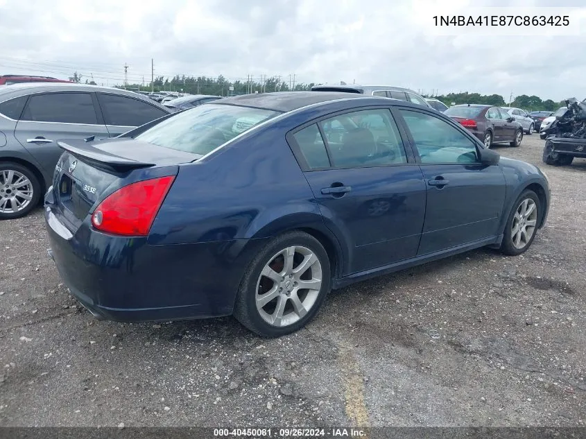 2007 Nissan Maxima 3.5 Se VIN: 1N4BA41E87C863425 Lot: 40450081