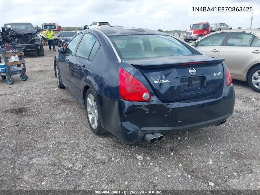 2007 Nissan Maxima 3.5 Se VIN: 1N4BA41E87C863425 Lot: 40450081