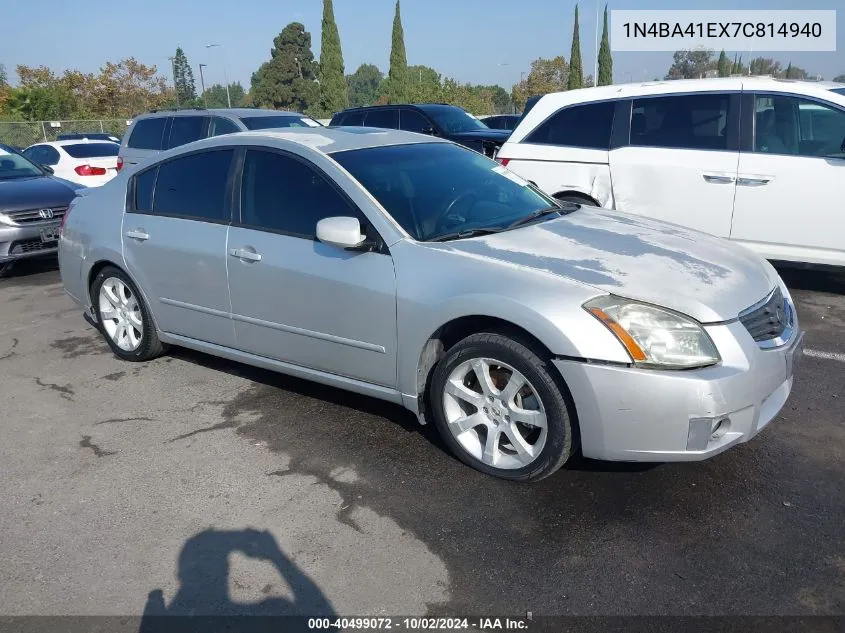 2007 Nissan Maxima 3.5 Se VIN: 1N4BA41EX7C814940 Lot: 40499072