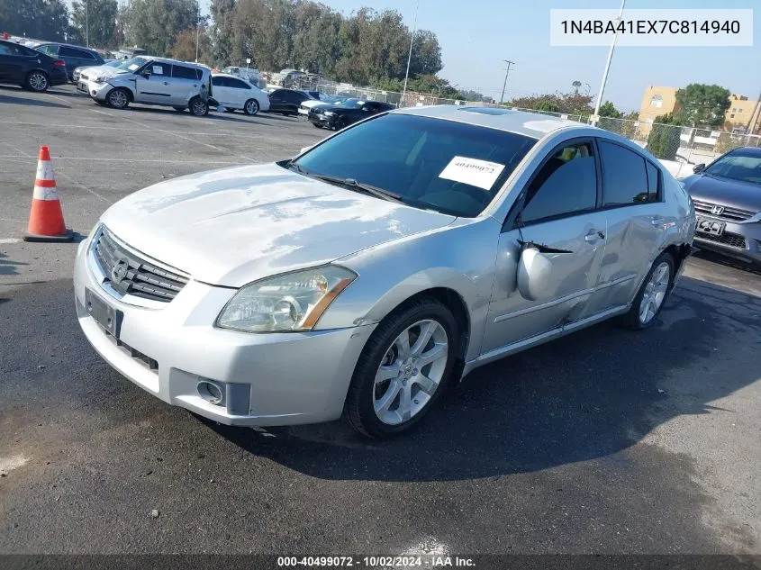 2007 Nissan Maxima 3.5 Se VIN: 1N4BA41EX7C814940 Lot: 40499072