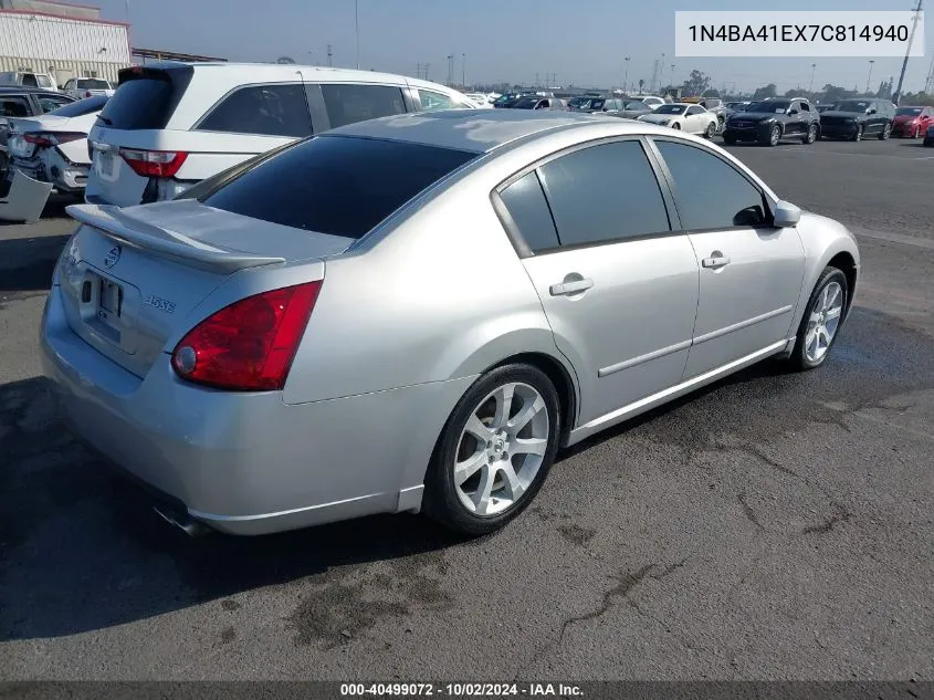 2007 Nissan Maxima 3.5 Se VIN: 1N4BA41EX7C814940 Lot: 40499072