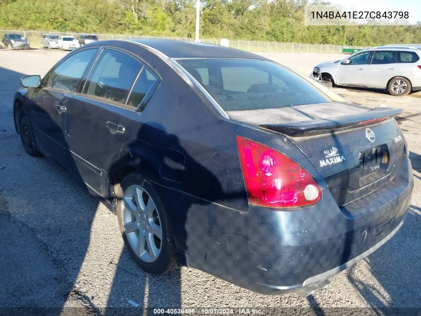 2007 Nissan Maxima 3.5 Se VIN: 1N4BA41E27C843798 Lot: 40536496