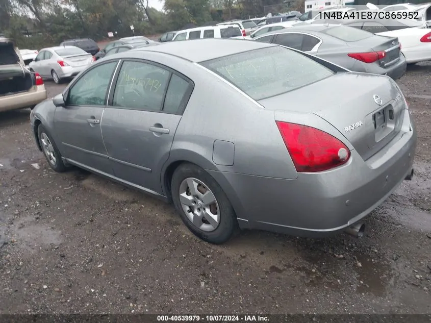 2007 Nissan Maxima 3.5 Sl VIN: 1N4BA41E87C865952 Lot: 40539979