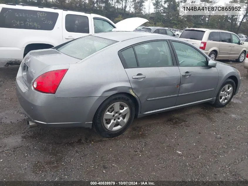 2007 Nissan Maxima 3.5 Sl VIN: 1N4BA41E87C865952 Lot: 40539979