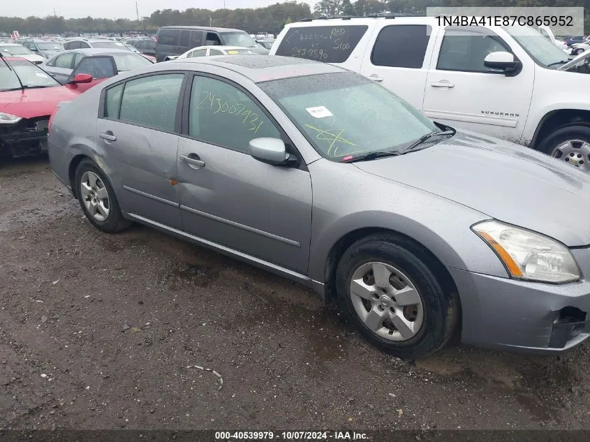 2007 Nissan Maxima 3.5 Sl VIN: 1N4BA41E87C865952 Lot: 40539979