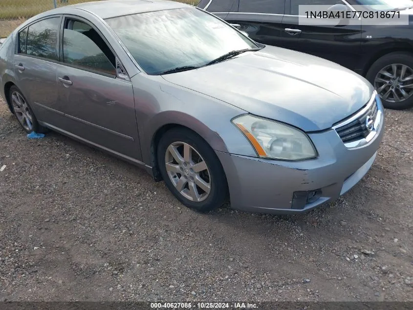 2007 Nissan Maxima 3.5 Se VIN: 1N4BA41E77C818671 Lot: 40627085