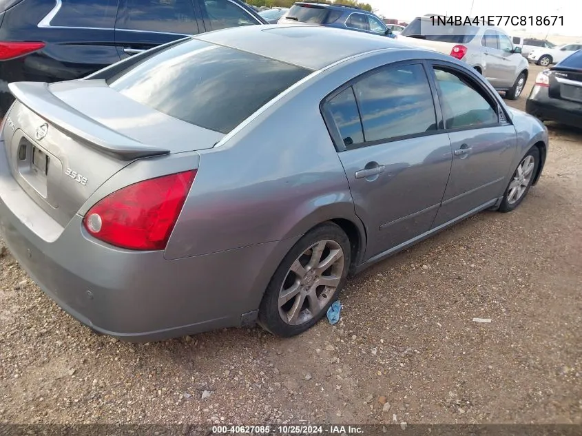 2007 Nissan Maxima 3.5 Se VIN: 1N4BA41E77C818671 Lot: 40627085