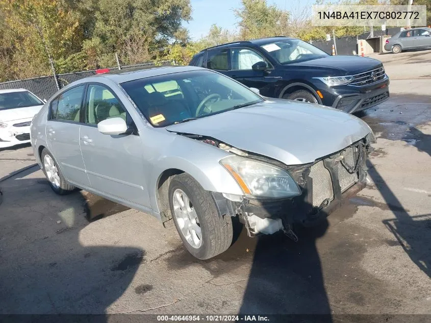 2007 Nissan Maxima 3.5 Sl VIN: 1N4BA41EX7C802772 Lot: 40646954