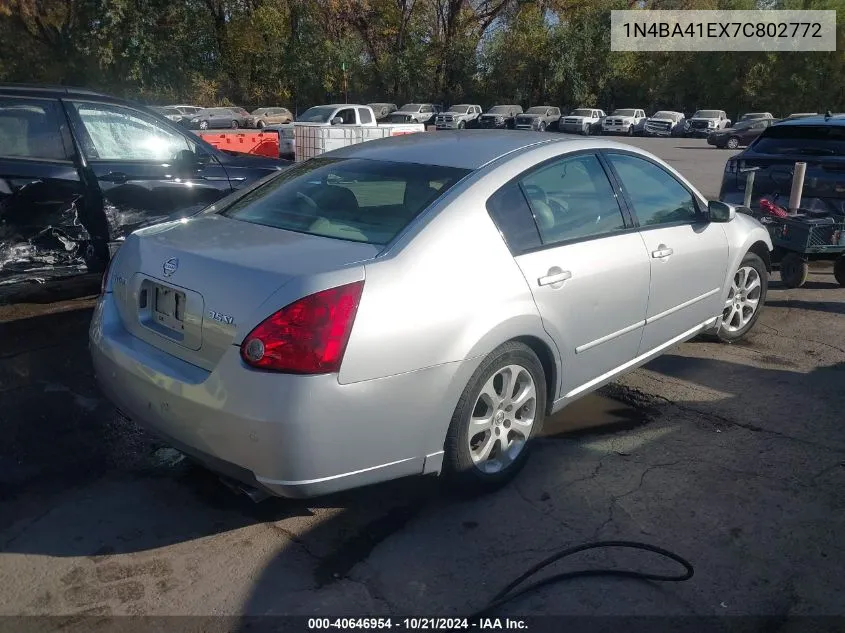 2007 Nissan Maxima 3.5 Sl VIN: 1N4BA41EX7C802772 Lot: 40646954