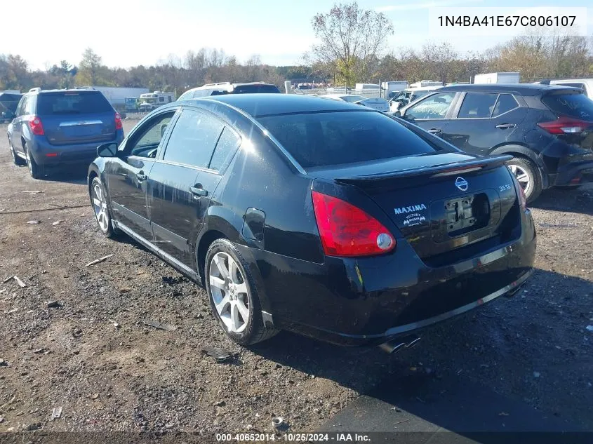 2007 Nissan Maxima 3.5 Se VIN: 1N4BA41E67C806107 Lot: 40652014