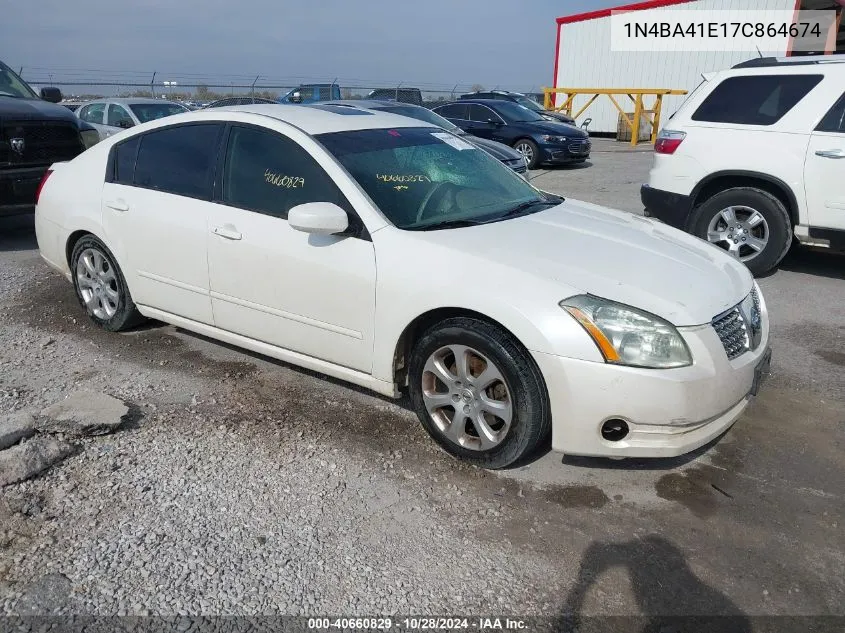 2007 Nissan Maxima 3.5 Sl VIN: 1N4BA41E17C864674 Lot: 40660829