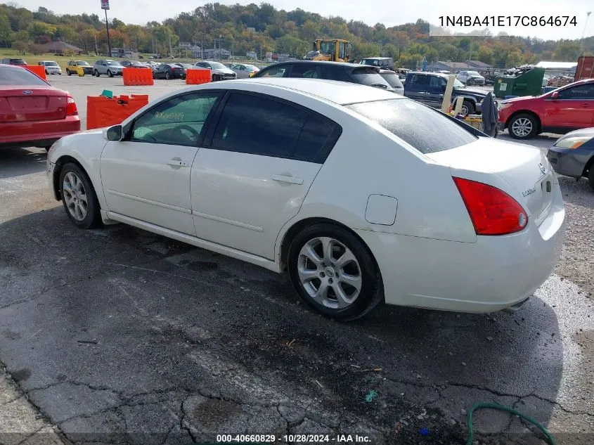 2007 Nissan Maxima 3.5 Sl VIN: 1N4BA41E17C864674 Lot: 40660829