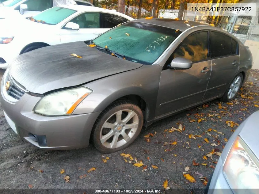 2007 Nissan Maxima 3.5 Se VIN: 1N4BA41E37C857922 Lot: 40677193