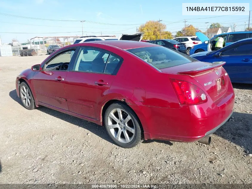 2007 Nissan Maxima 3.5 Se VIN: 1N4BA41E77C815592 Lot: 40679808