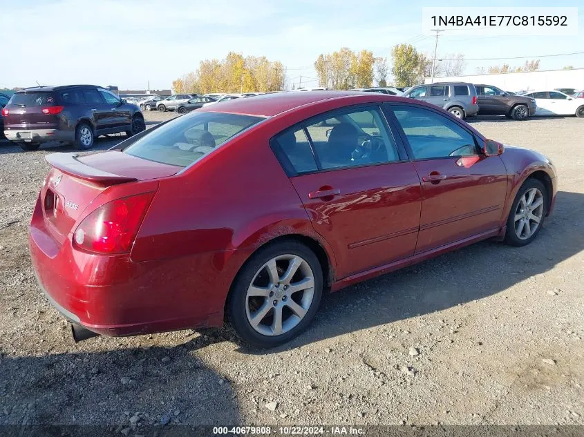 2007 Nissan Maxima 3.5 Se VIN: 1N4BA41E77C815592 Lot: 40679808