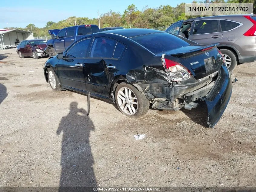 2007 Nissan Maxima 3.5 Sl VIN: 1N4BA41E27C864702 Lot: 40781922