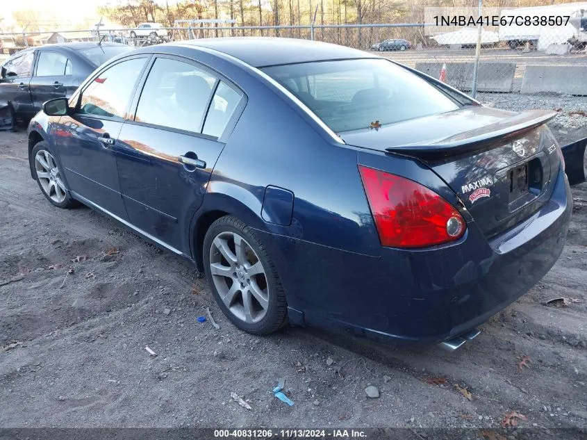 2007 Nissan Maxima 3.5 Se VIN: 1N4BA41E67C838507 Lot: 40831206