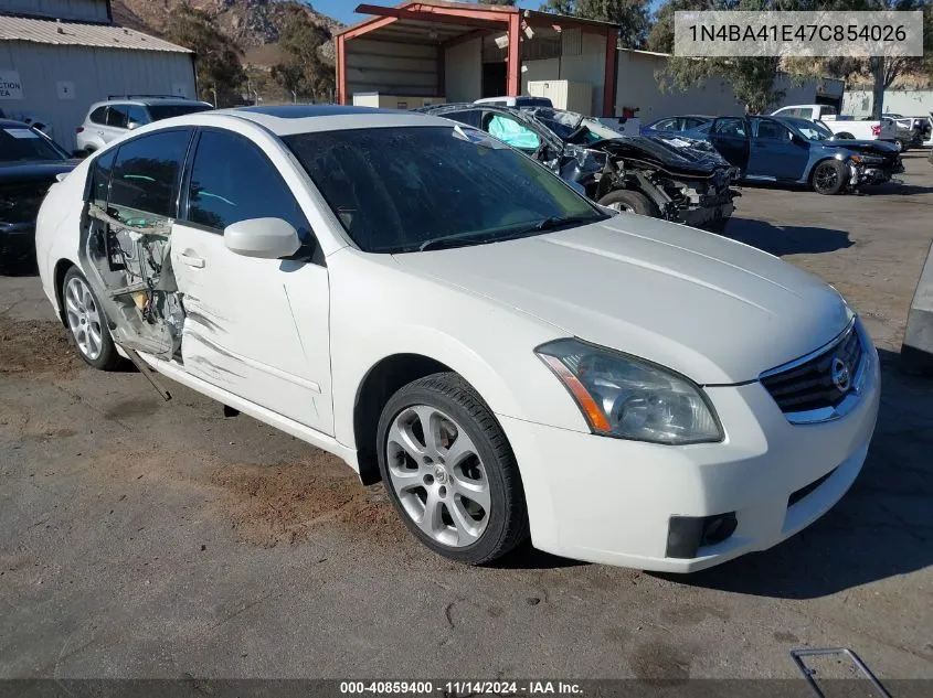 2007 Nissan Maxima 3.5 Sl VIN: 1N4BA41E47C854026 Lot: 40859400