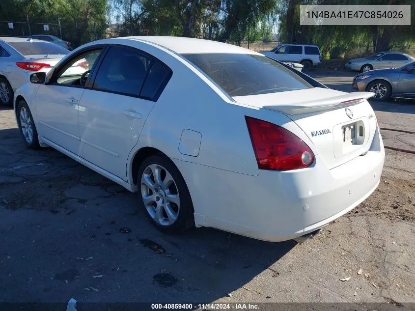 2007 Nissan Maxima 3.5 Sl VIN: 1N4BA41E47C854026 Lot: 40859400