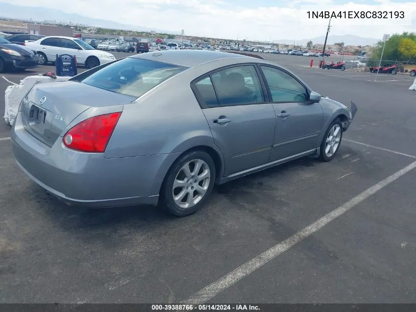 1N4BA41EX8C832193 2008 Nissan Maxima 3.5 Sl