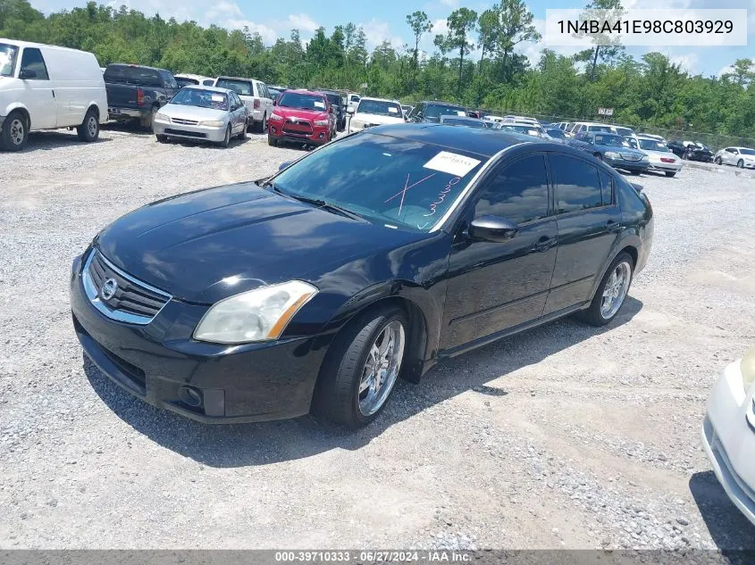 2008 Nissan Maxima 3.5 Se VIN: 1N4BA41E98C803929 Lot: 39710333