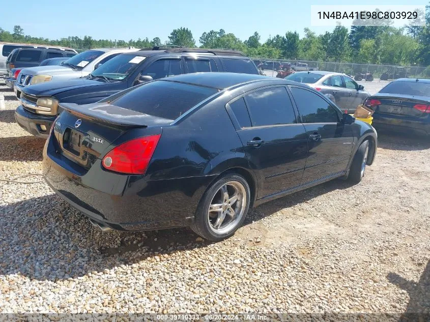 2008 Nissan Maxima 3.5 Se VIN: 1N4BA41E98C803929 Lot: 39710333