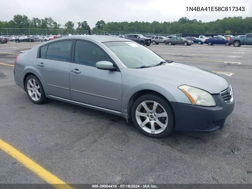 2008 Nissan Maxima 3.5 Se VIN: 1N4BA41E58C817343 Lot: 39904418