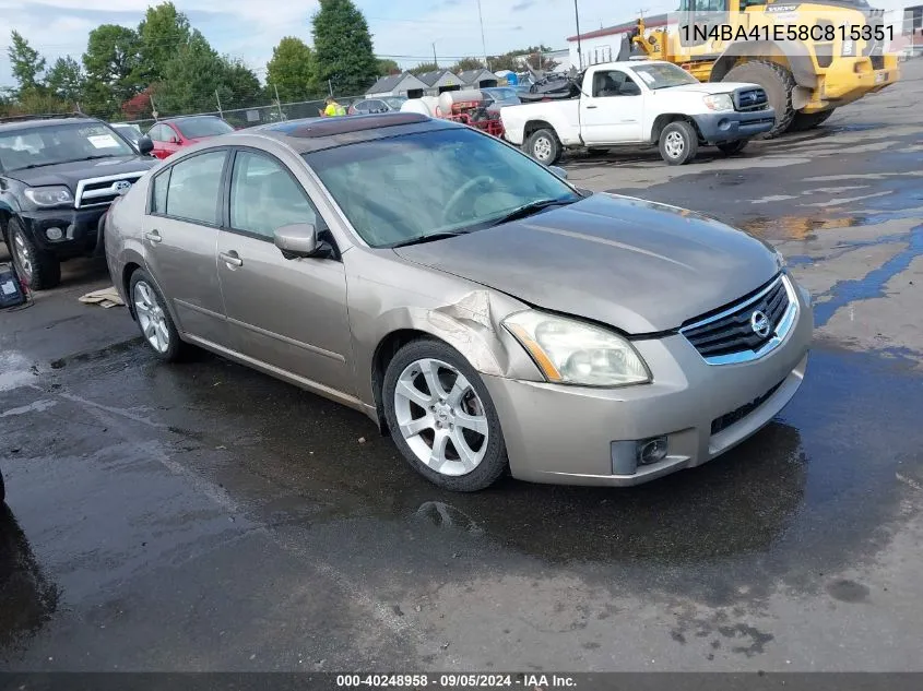 2008 Nissan Maxima Se/Sl VIN: 1N4BA41E58C815351 Lot: 40248958