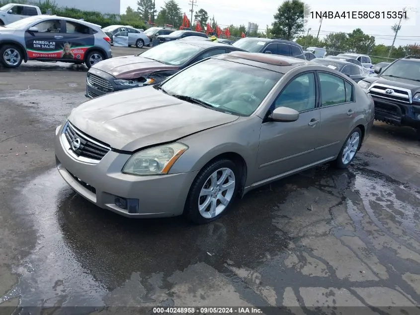 1N4BA41E58C815351 2008 Nissan Maxima Se/Sl