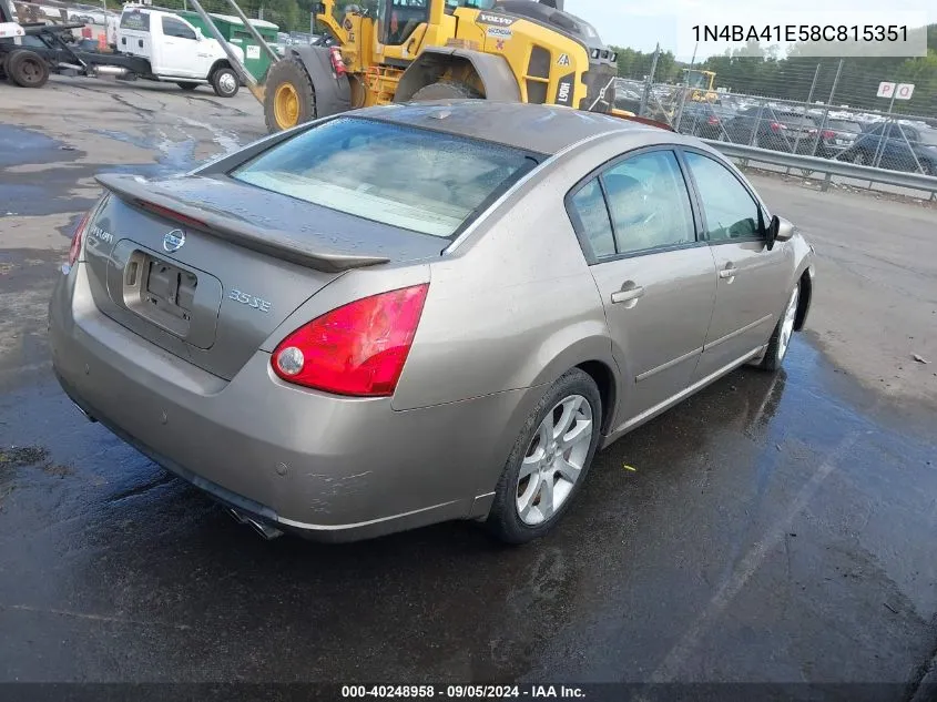 1N4BA41E58C815351 2008 Nissan Maxima Se/Sl