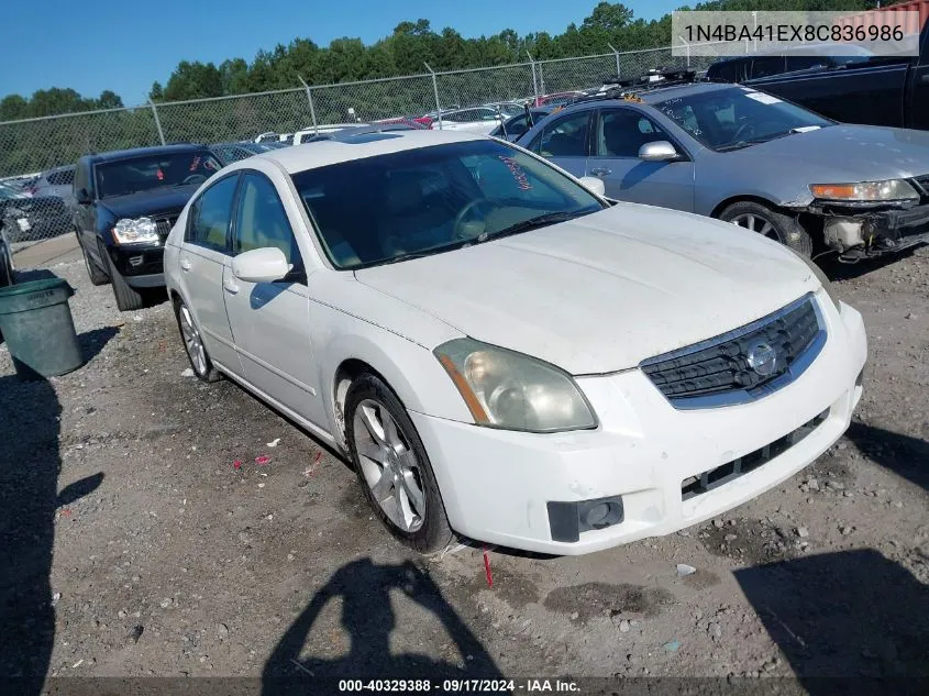 2008 Nissan Maxima 3.5 Se VIN: 1N4BA41EX8C836986 Lot: 40329388