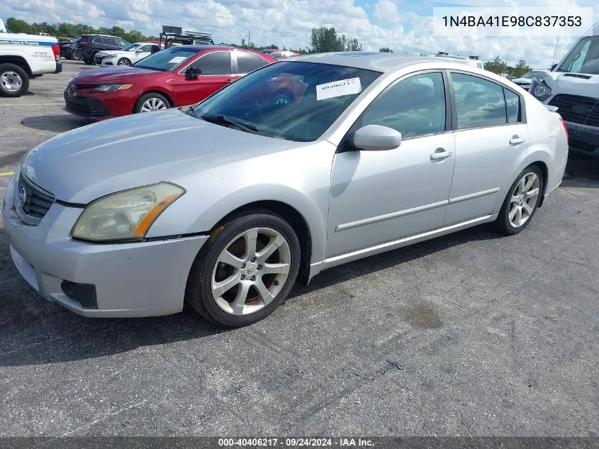 2008 Nissan Maxima Se/Sl VIN: 1N4BA41E98C837353 Lot: 40406217