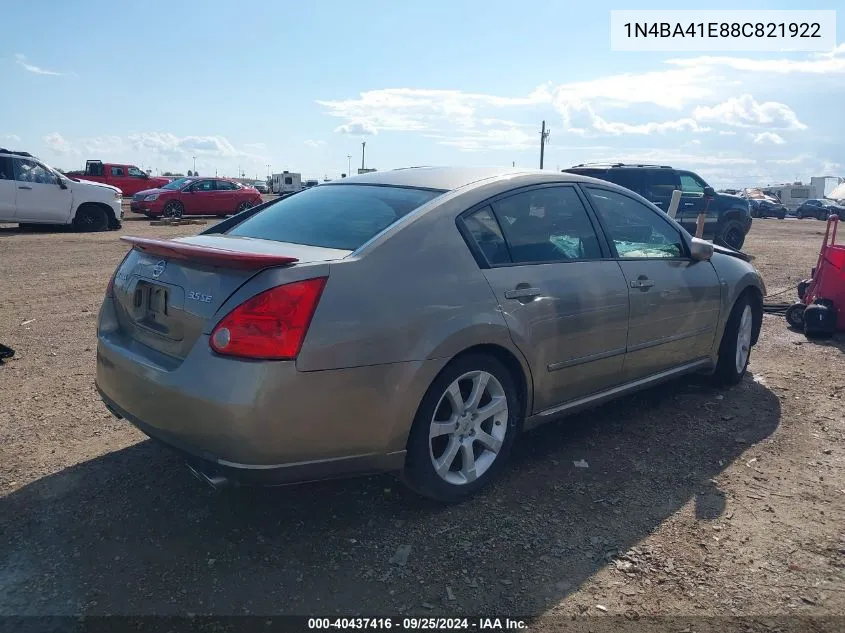 2008 Nissan Maxima 3.5 Se VIN: 1N4BA41E88C821922 Lot: 40437416