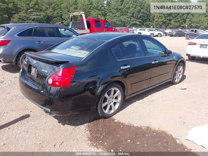 2008 Nissan Maxima 3.5 Se VIN: 1N4BA41E08C827570 Lot: 40508761