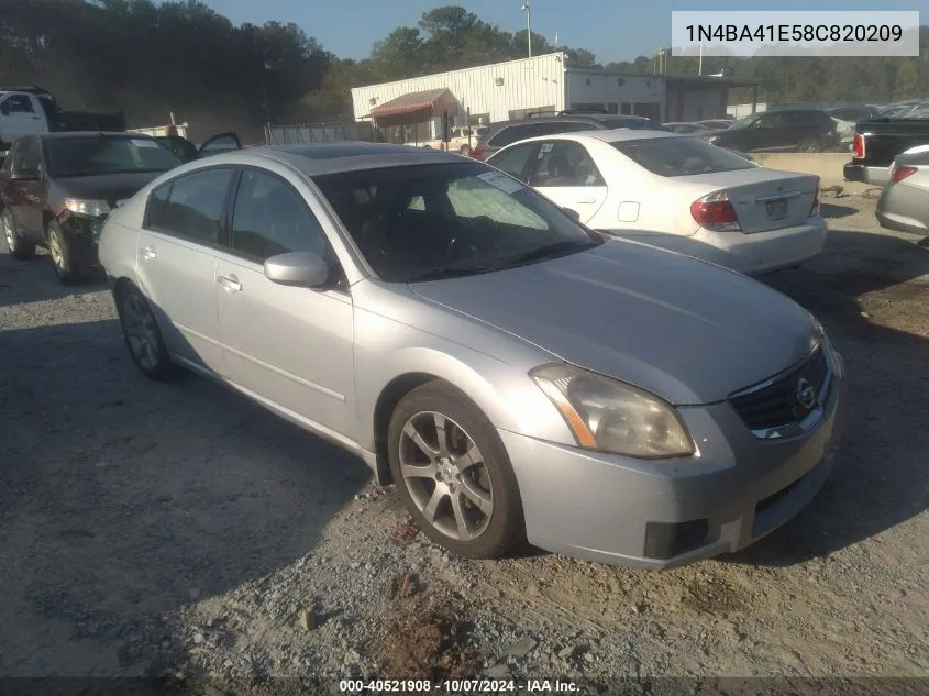 2008 Nissan Maxima Se/Sl VIN: 1N4BA41E58C820209 Lot: 40521908