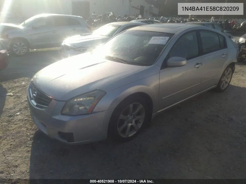 2008 Nissan Maxima Se/Sl VIN: 1N4BA41E58C820209 Lot: 40521908