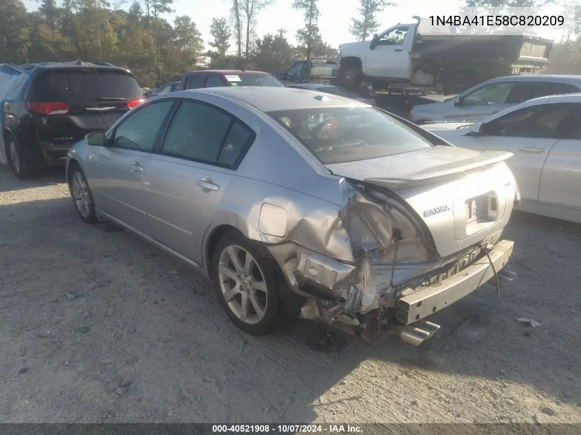 2008 Nissan Maxima Se/Sl VIN: 1N4BA41E58C820209 Lot: 40521908