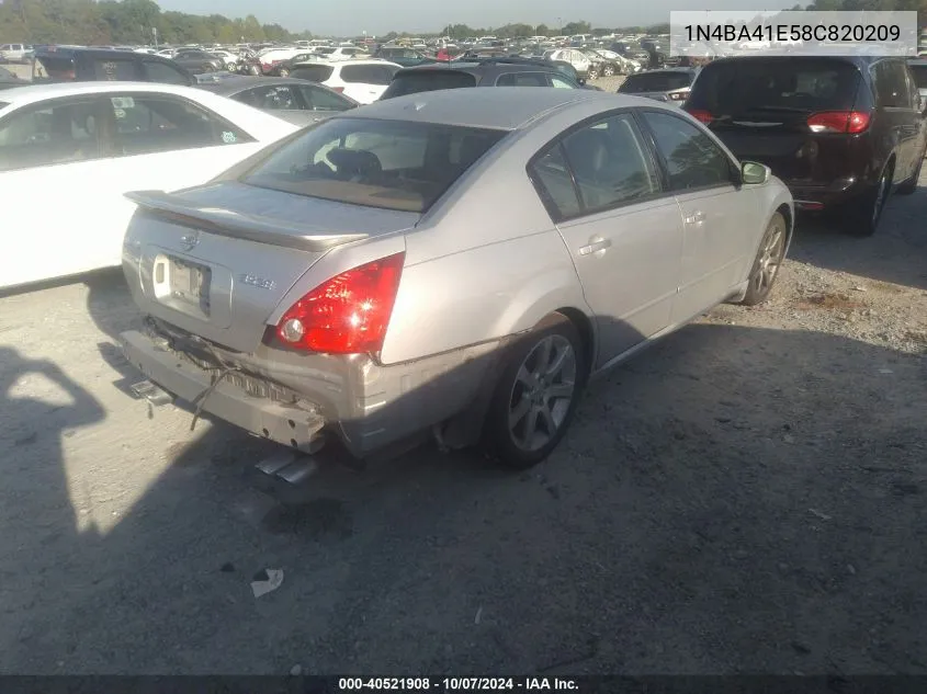 2008 Nissan Maxima Se/Sl VIN: 1N4BA41E58C820209 Lot: 40521908