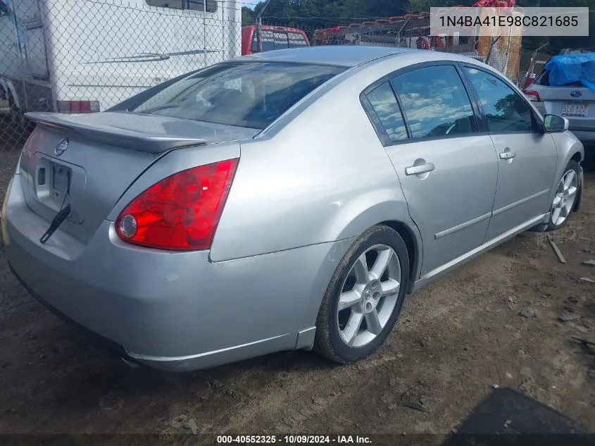 2008 Nissan Maxima Se/Sl VIN: 1N4BA41E98C821685 Lot: 40552325