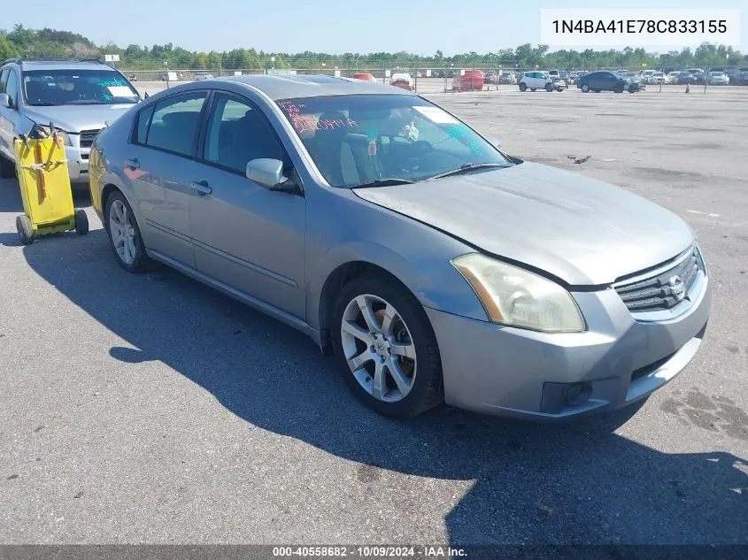 2008 Nissan Maxima 3.5 Se VIN: 1N4BA41E78C833155 Lot: 40558682